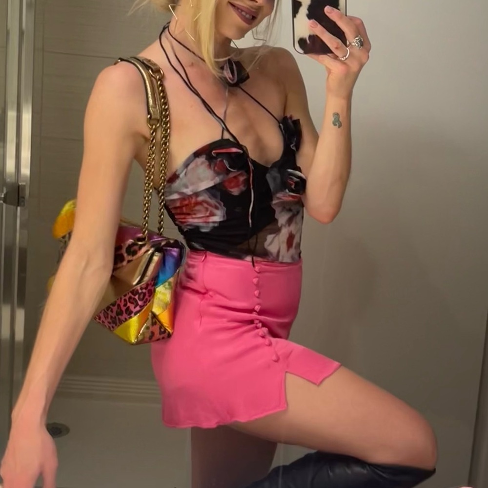 Fashion Nova Mesh Black Floral Bodysuit - Picture 5 of 5
